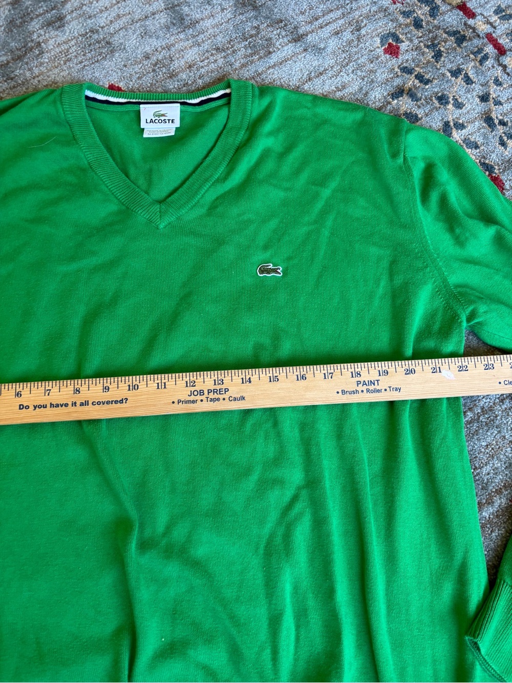 Lacoste v-neck 100% cotton sweater mens 7 (US XXL) - Picture 3 of 6